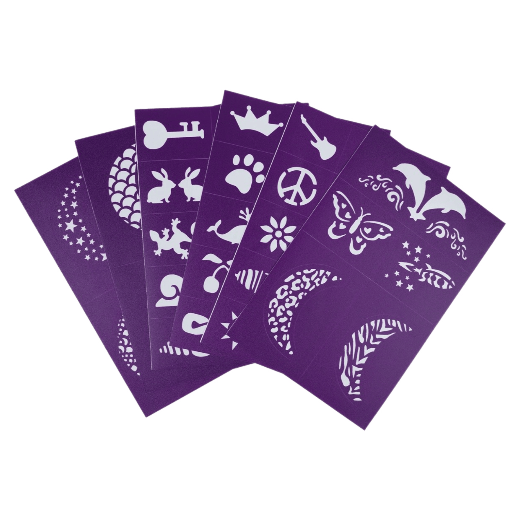 Oh Flossy! 3 Plus Reusable Adhesive Face Paint & Makeup Stencils - Purple