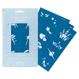 Oh Flossy! 3 Plus Reusable Adhesive Face Paint & Makeup Stencils - Teal