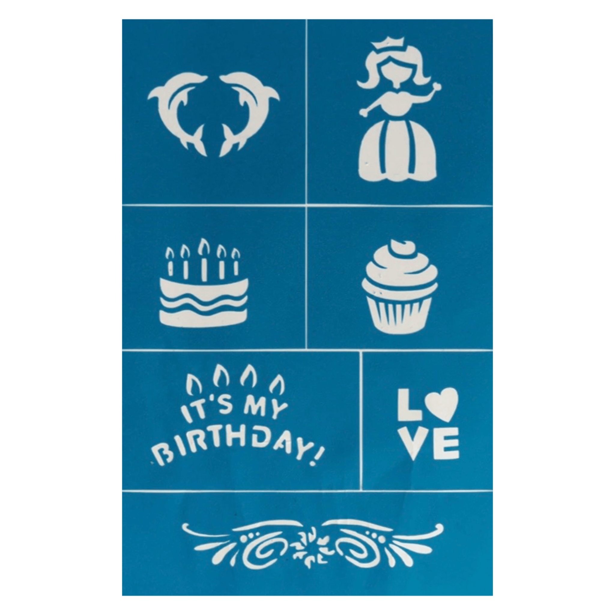 Oh Flossy! 3 Plus Reusable Adhesive Face Paint & Makeup Stencils - Teal