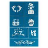 Oh Flossy! 3 Plus Reusable Adhesive Face Paint & Makeup Stencils - Teal