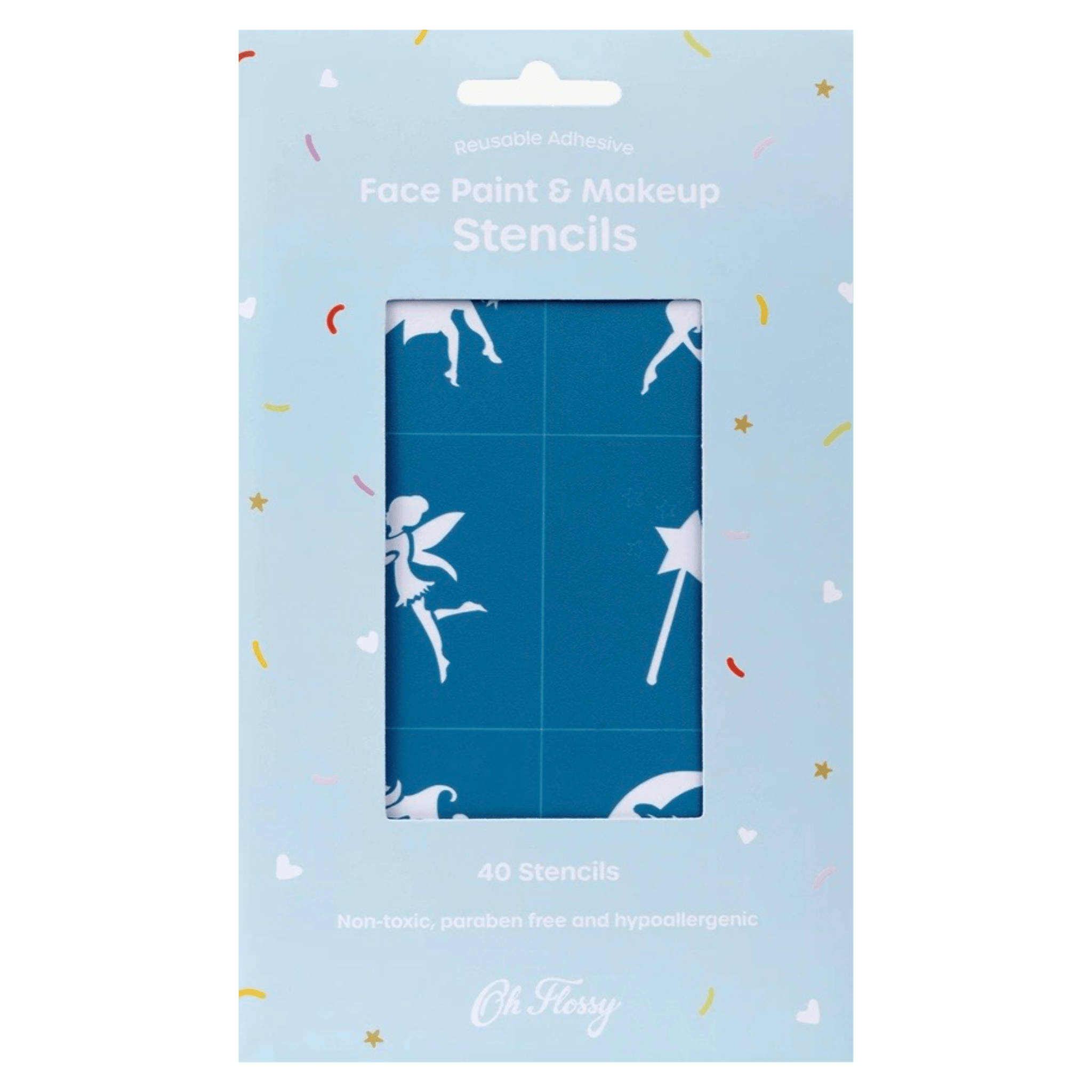 Oh Flossy! 3 Plus Reusable Adhesive Face Paint & Makeup Stencils - Teal