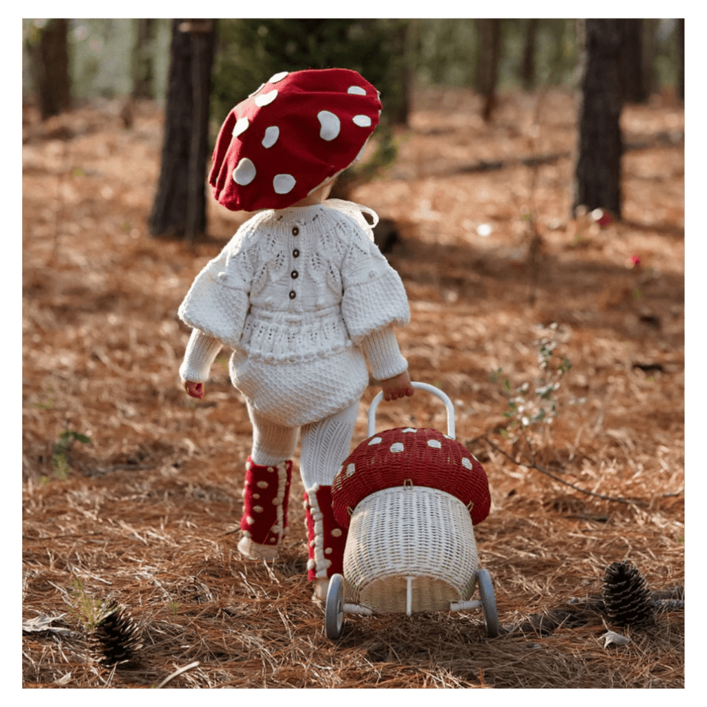 Olli Ella 3 Plus Rattan Mushroom Luggy - Red