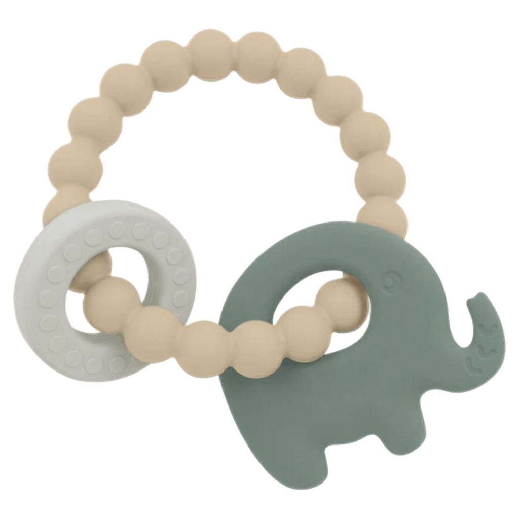 Playground 3 Months Plus Silicone Elephant Teether - Sage