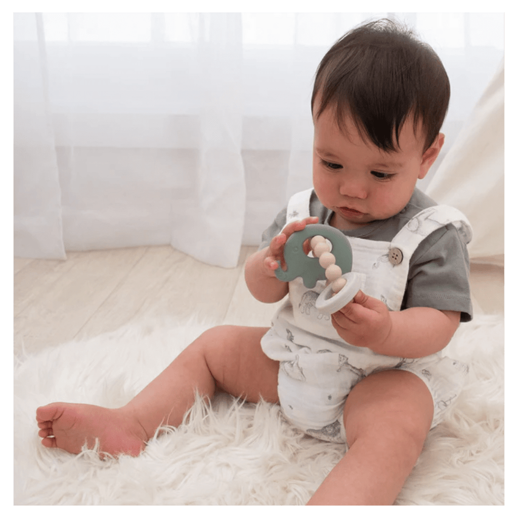 Playground 3 Months Plus Silicone Elephant Teether - Sage