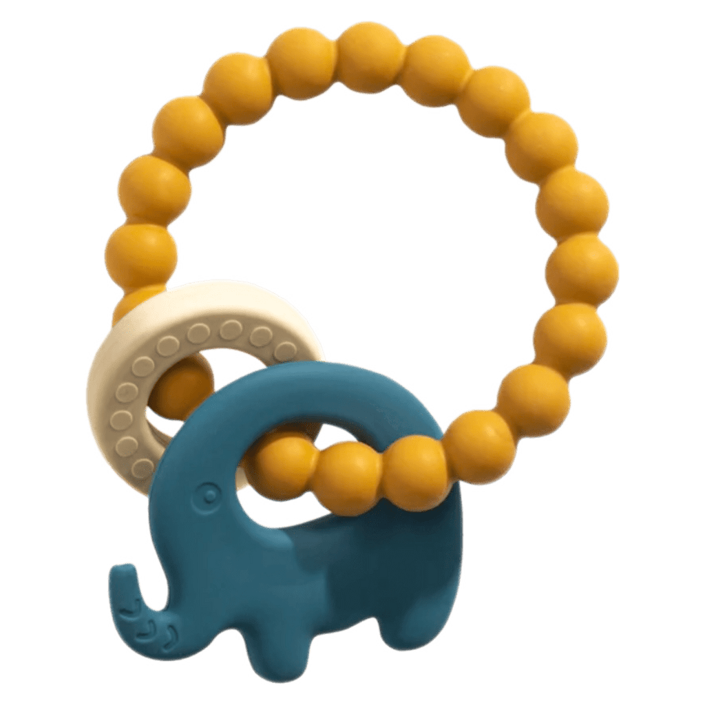 Playground 3 Months Plus Silicone Elephant Teether - Steel Blue