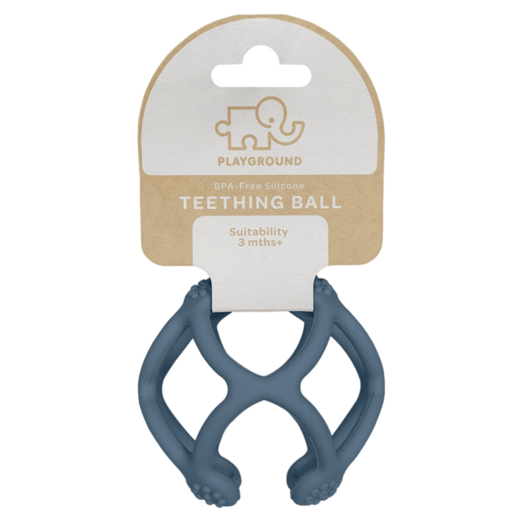 Playground 3 Months Plus Silicone Teething Ball - Steel Blue