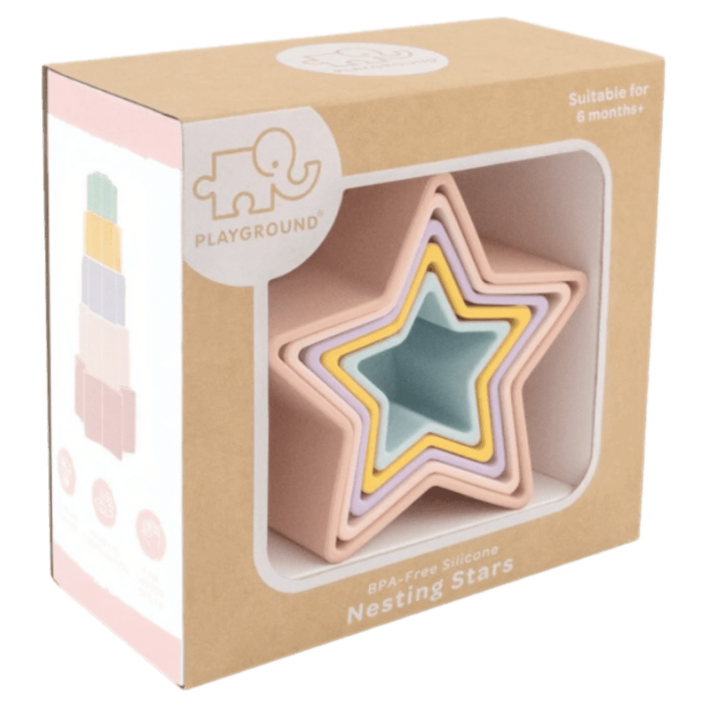 Playground 6 Months Plus Silicone Nesting Stars - Multi Pastel