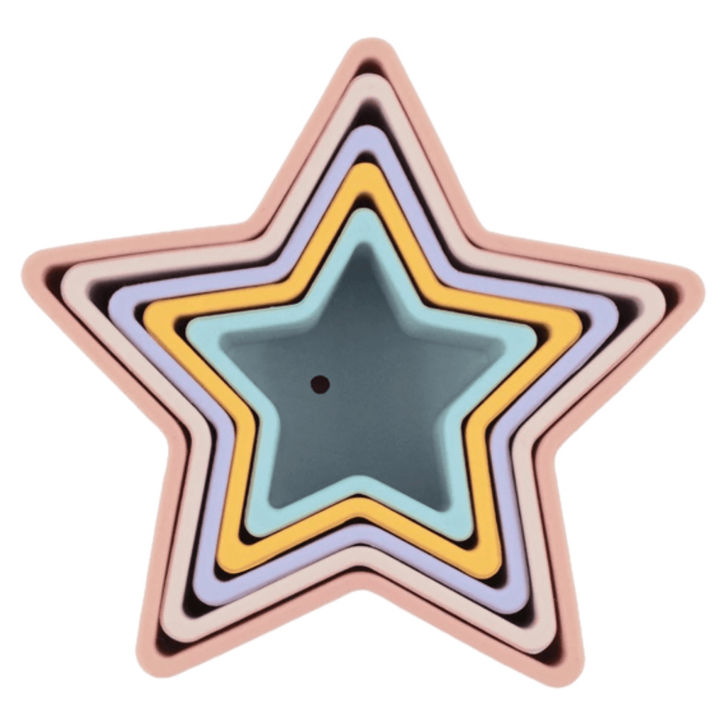 Playground 6 Months Plus Silicone Nesting Stars - Multi Pastel