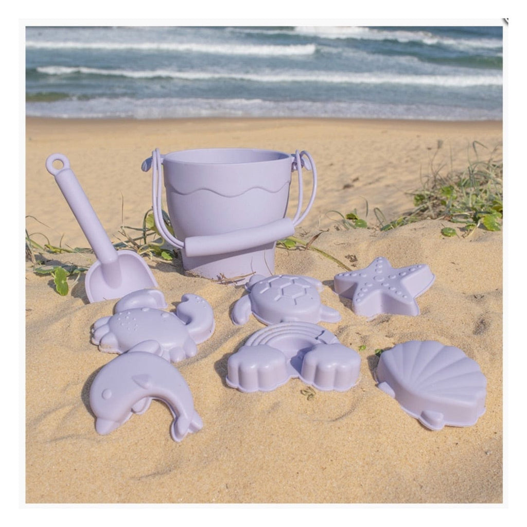 Playground 6 Mths Plus Silicone 8Pc Bucket & Spade Set - Lilac