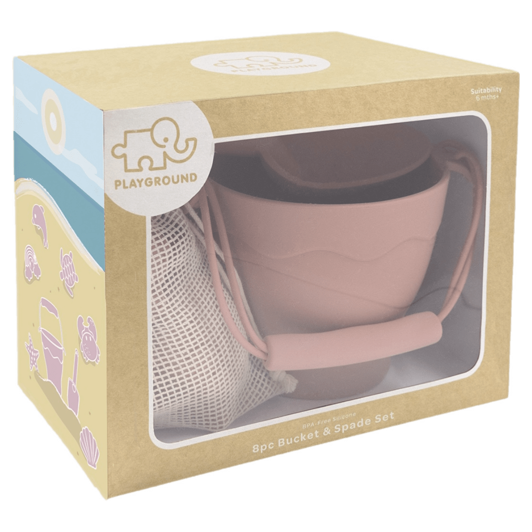 Playground 6 Mths Plus Silicone 8Pc Bucket & Spade Set - Rose