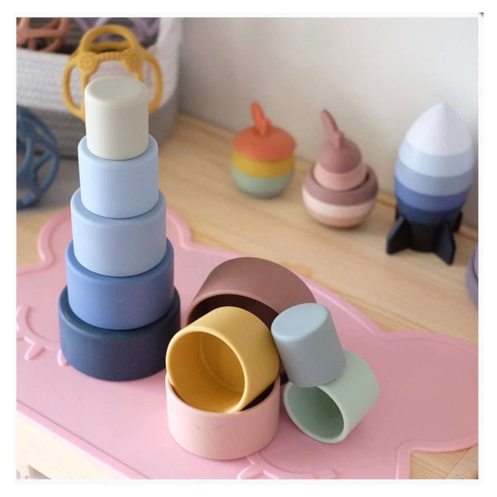 Playground 6 Mths Plus Silicone Nesting Blocks - Multi