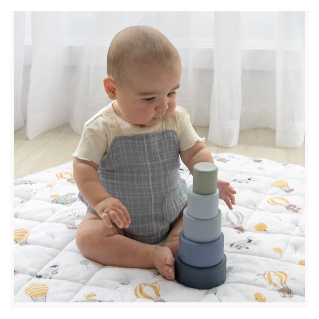 Playground 6 Mths Plus Silicone Nesting Blocks - Multi Blue