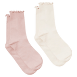Pretty Brave 1-2 Years to 5-7 Years 1-2Y 2-Pack Ruffle Socks - Blush/Stone
