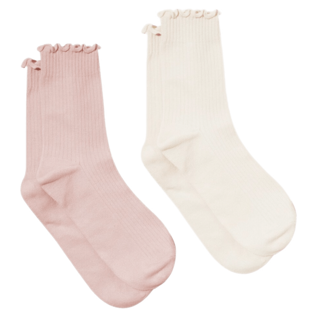 Pretty Brave 1-2 Years to 5-7 Years 1-2Y 2-Pack Ruffle Socks - Blush/Stone