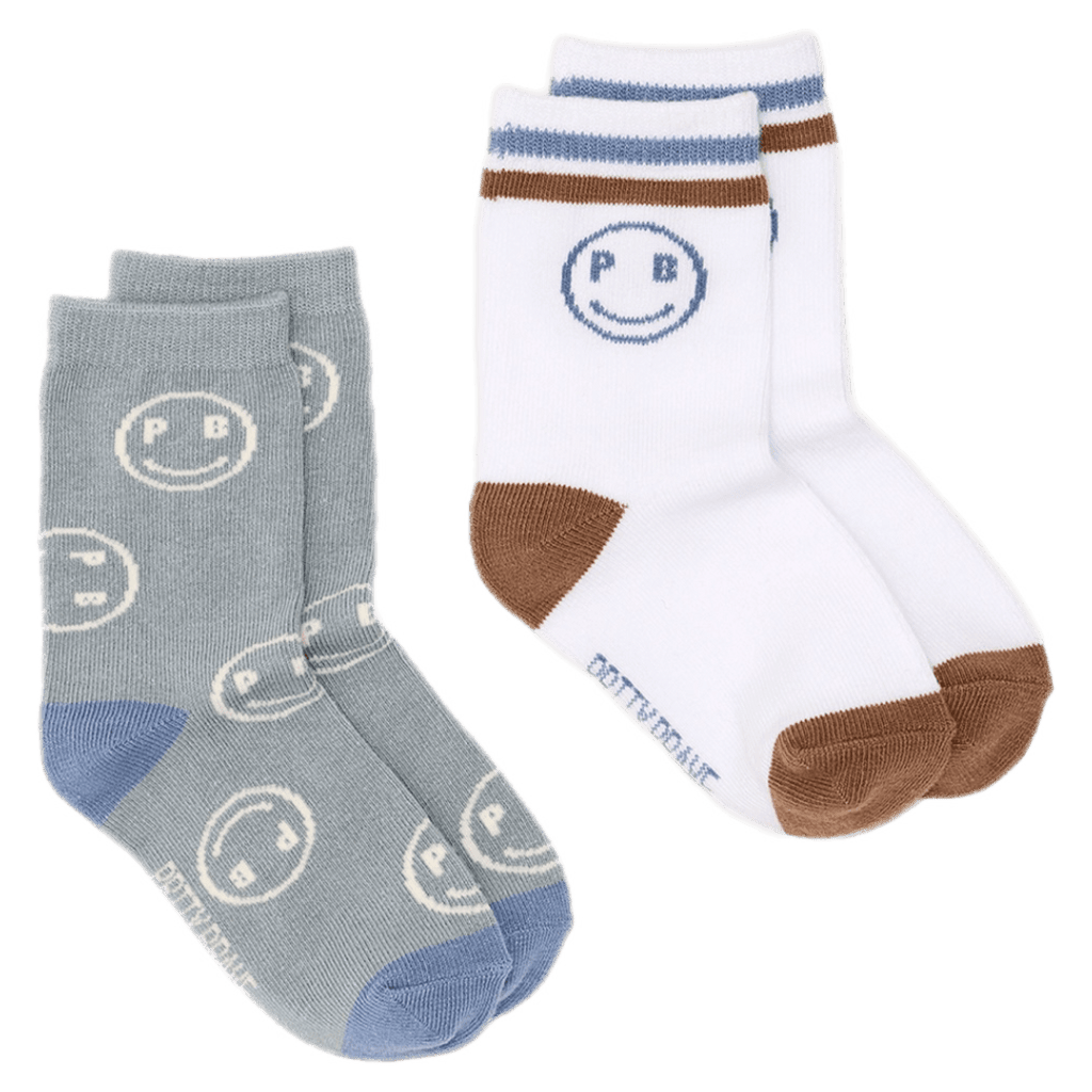 Pretty Brave 1-2 Years to 5-7 Years 2-Pack Smiley Socks - Sage/White