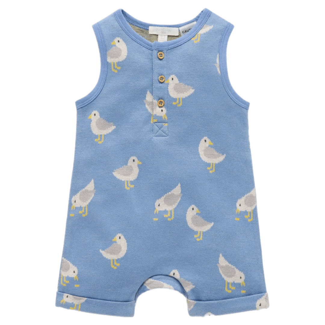 Pure Baby 0-3 Months to 2 Years 0-3M Jacquard Onsie - Seagull Jacquard