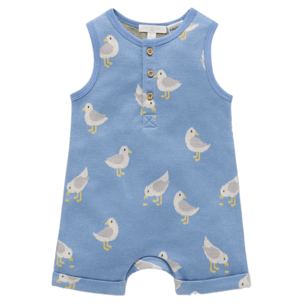 Pure Baby 0-3 Months to 2 Years 0-3M Jacquard Onsie - Seagull Jacquard