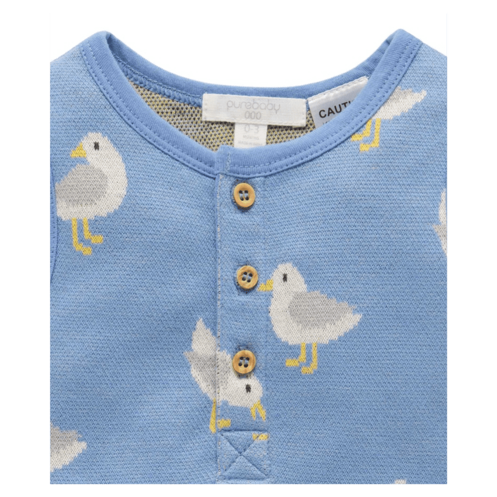 Pure Baby 0-3 Months to 2 Years Jacquard Onsie - Seagull Jacquard