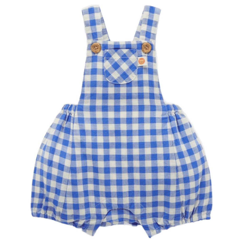 Pure Baby 0-3 Months to 2 Years Linen Blend Overall - Nile Gingham