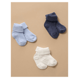 Pure Baby 0-3 Months to 3-5 Years 3 Pack Rib Socks - Blue