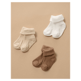 Pure Baby 0-3 Months to 3-5 Years 3 Pack Rib Socks - Wheat