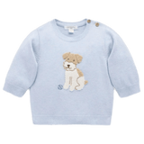 Pure Baby 0-3 Months to 3 Years 0-3M Puppy Embroidered Jumper - Sky Melange