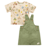 Pure Baby 0-3 Months to 3 Years Linen Blend Overall Set - Olive