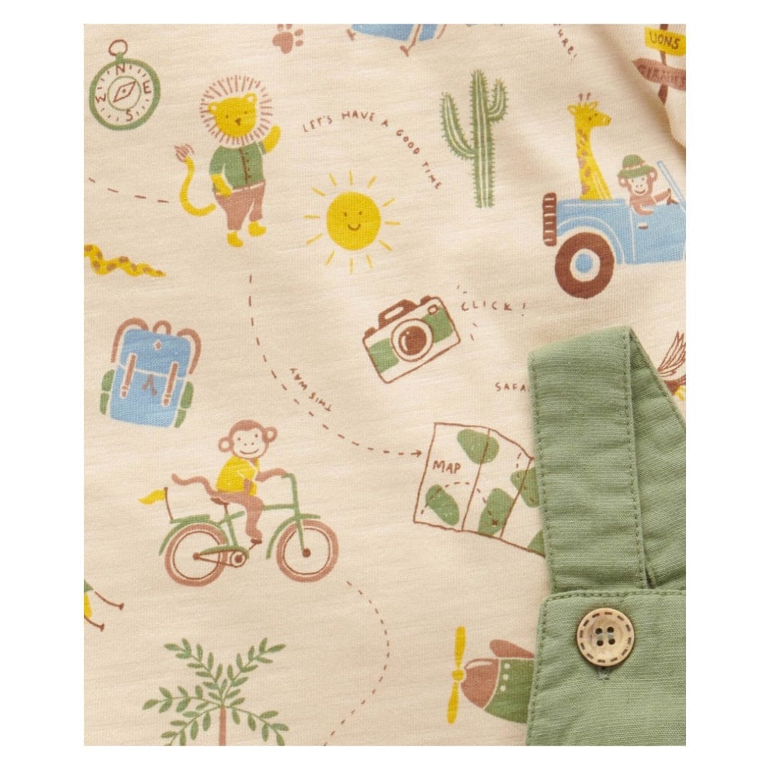 Pure Baby 0-3 Months to 3 Years Linen Blend Overall Set - Olive