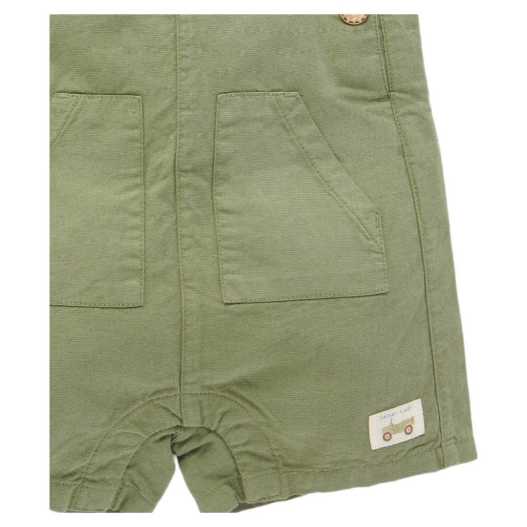 Pure Baby 0-3 Months to 3 Years Linen Blend Overall Set - Olive
