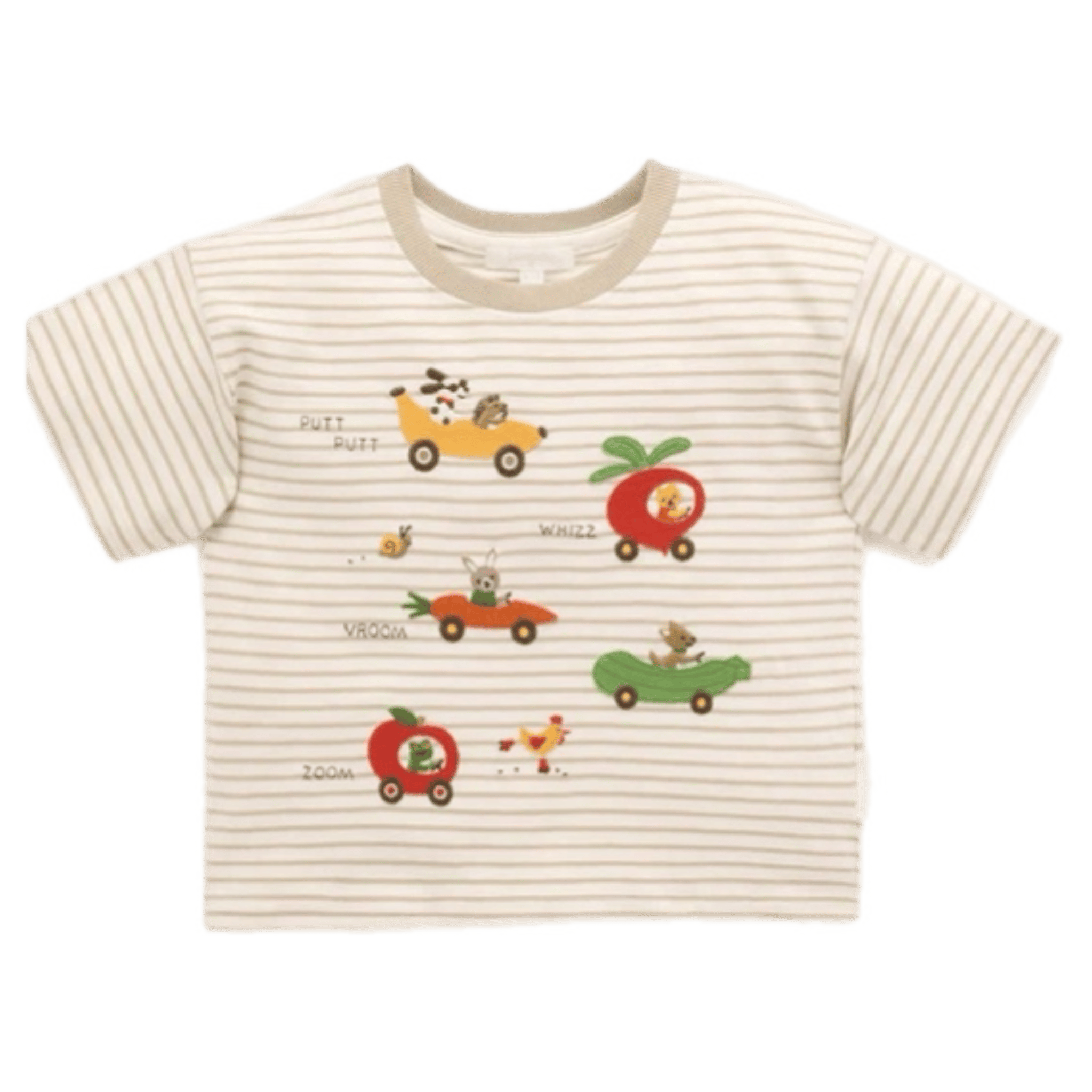 Pure Baby 0-3 Months to 5 Years 0-3M Garden Cars Tee - Beech Stripe