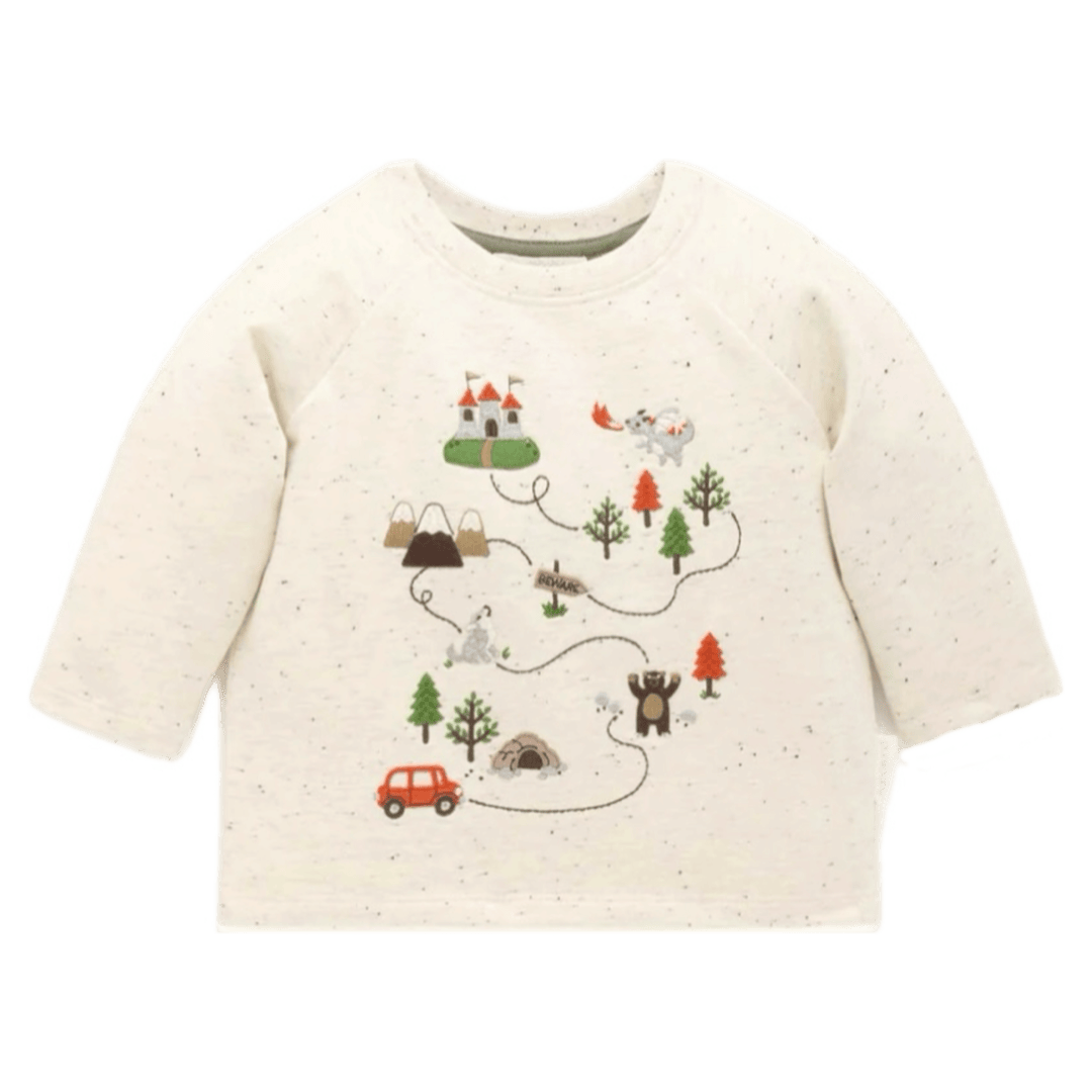 Pure Baby 0-3 Months to 5 Years 0-3M Long Sleeve Thick Tee - Castle Map
