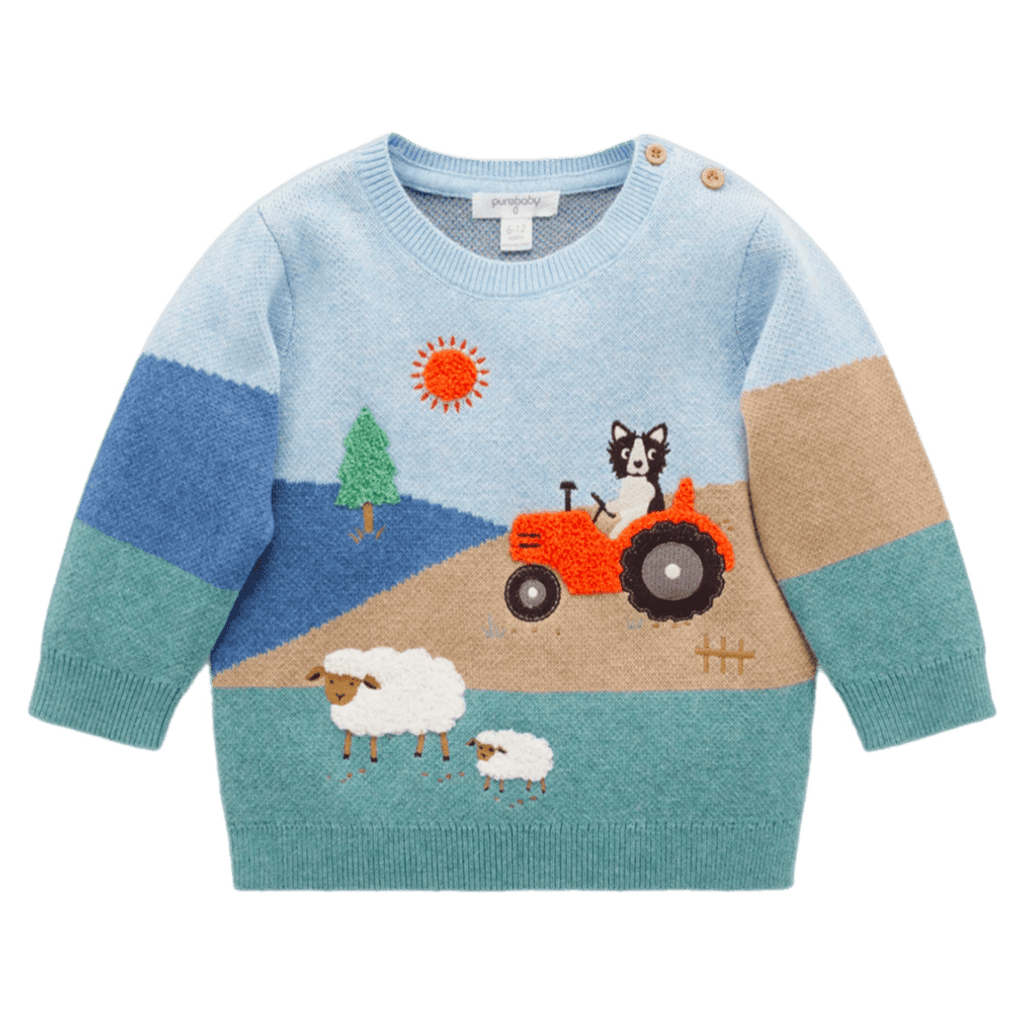 Pure Baby 0-3 Months to 5 Years 0-3M Pasture Jumper - Tractor Jacquard