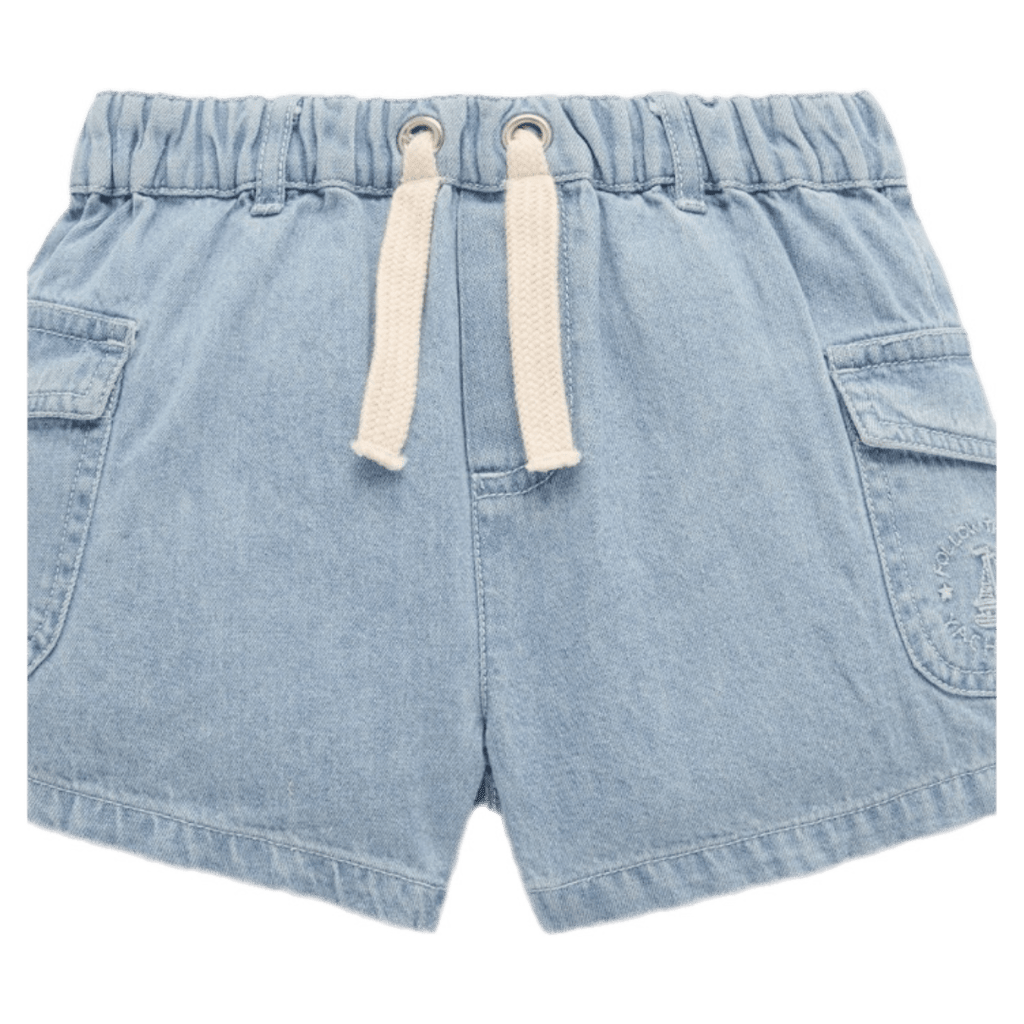 Pure Baby 0-3 Months to 5 Years 0-3M Pull On Denim Shorts - Faded Denim