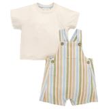 Pure Baby 0-3 Months to 5 Years 0-3M Striped Overall Set - Olive Stripe