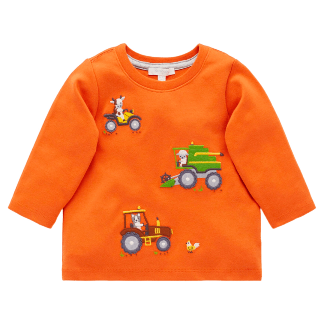 Pure Baby 0-3 Months to 5 Years 0-3M Thick Tee Working on the Farm - Pumpkin