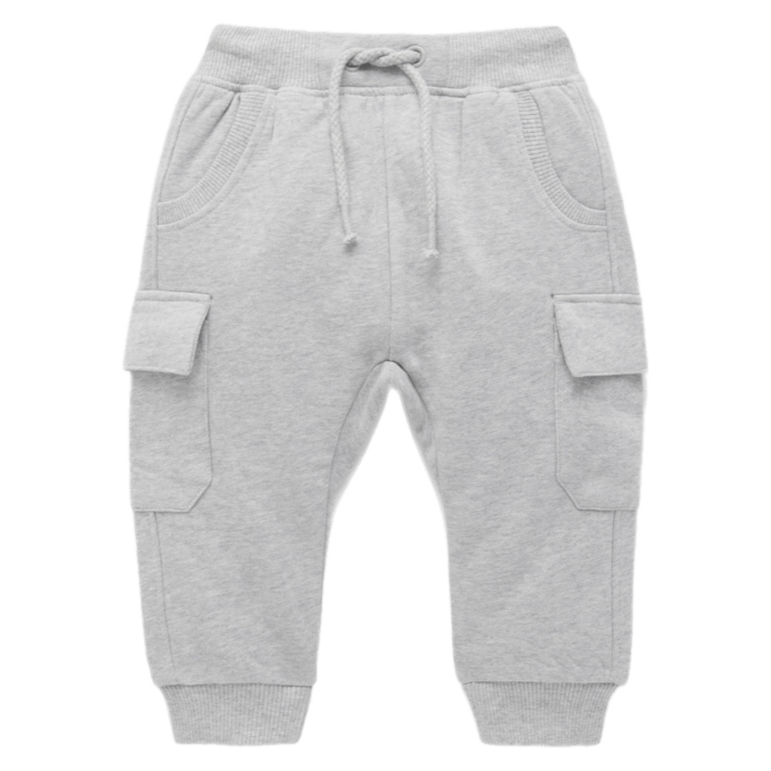 Pure Baby 0-3 Months to 5 Years Cargo Trackpants - Grey Marle