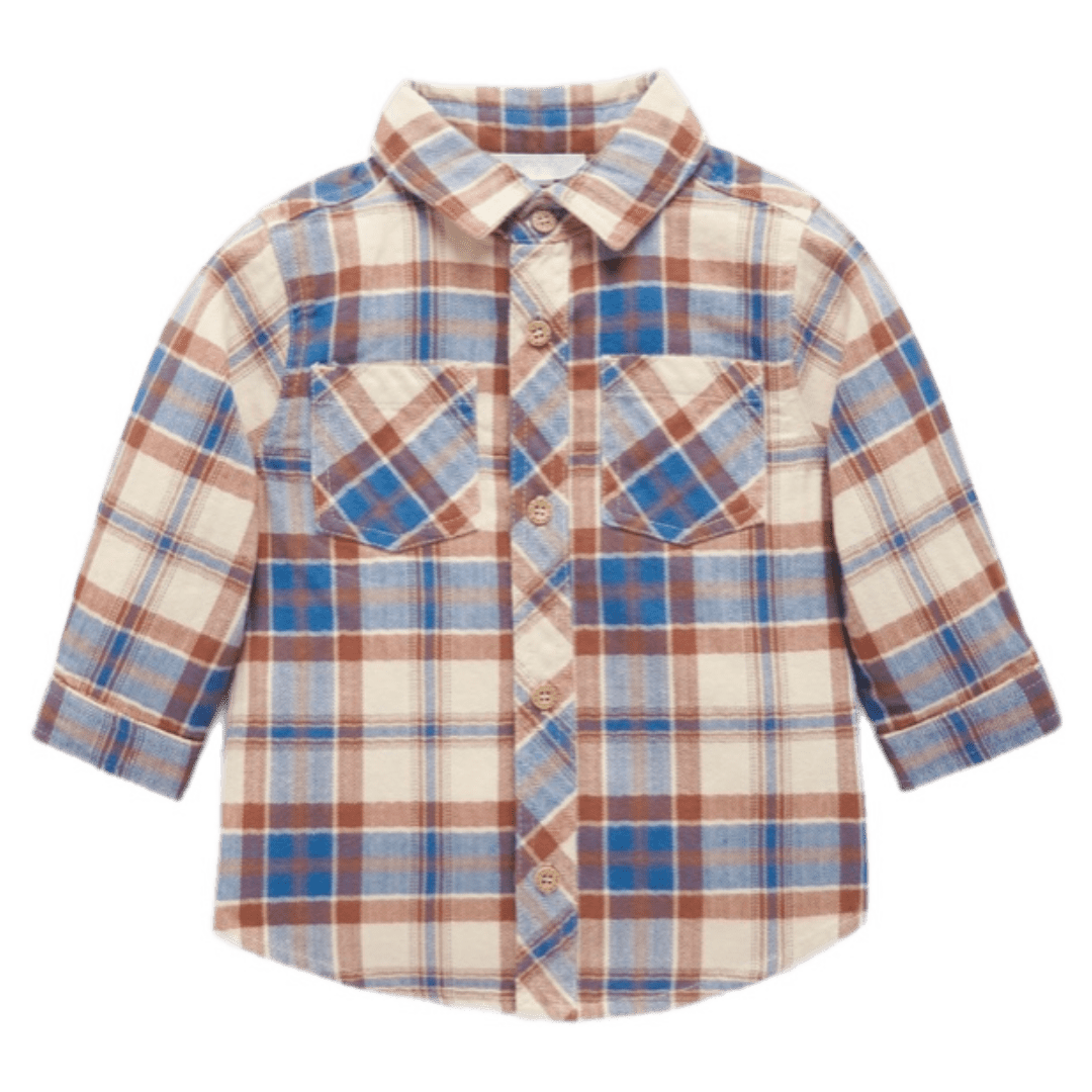 Pure Baby 0-3 Months to 5 Years Check Shirt - Canal Check