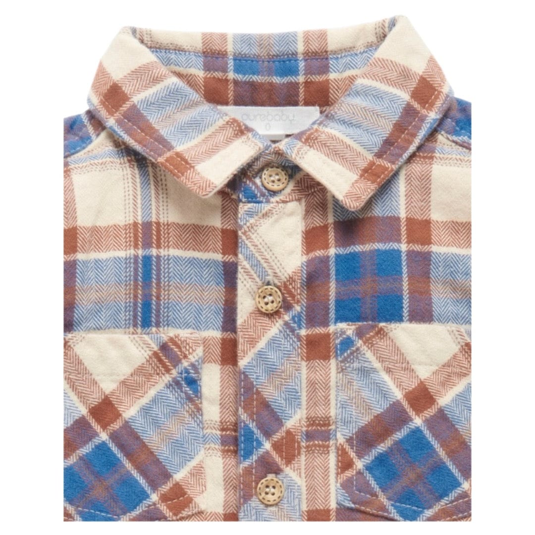 Pure Baby 0-3 Months to 5 Years Check Shirt - Canal Check