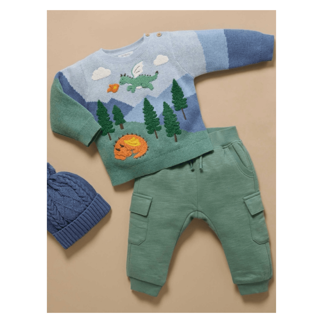 Pure Baby 0-3 Months to 5 Years Dragon Mountain Jumper - Dragon Jacquard