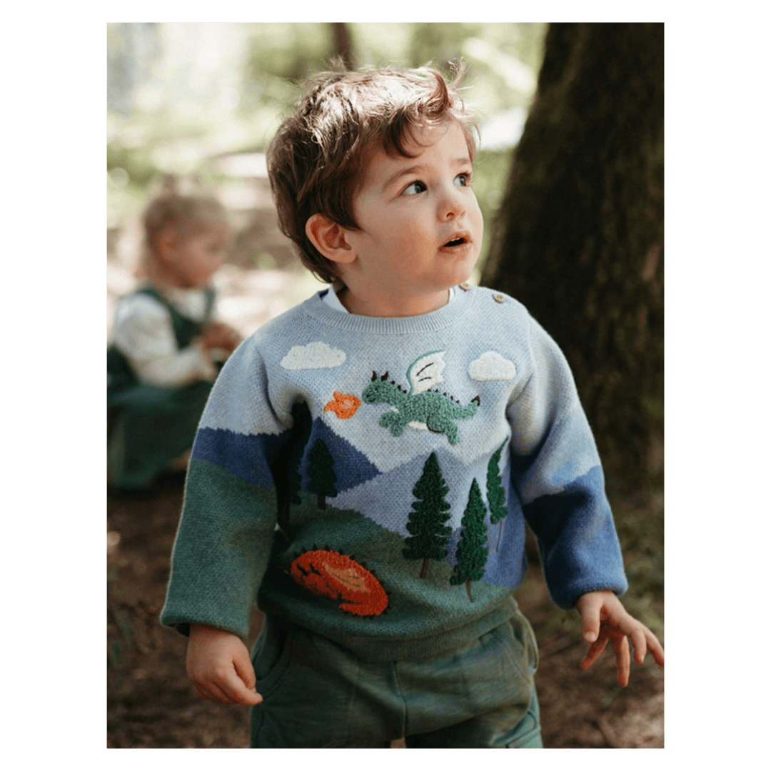 Pure Baby 0-3 Months to 5 Years Dragon Mountain Jumper - Dragon Jacquard
