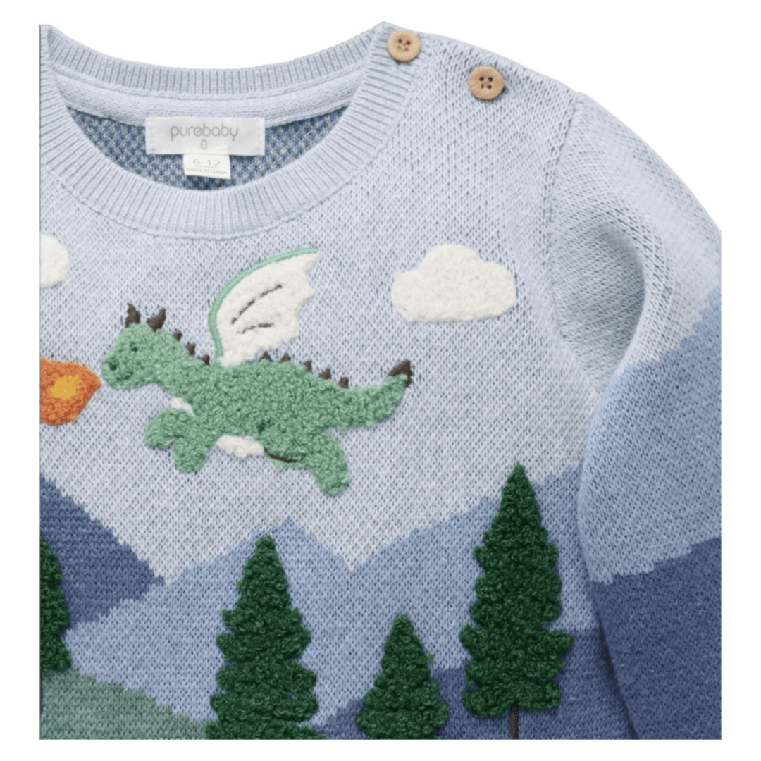 Pure Baby 0-3 Months to 5 Years Dragon Mountain Jumper - Dragon Jacquard