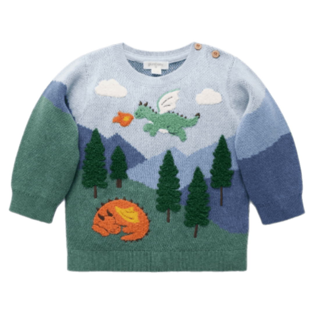 Pure Baby 0-3 Months to 5 Years Dragon Mountain Jumper - Dragon Jacquard