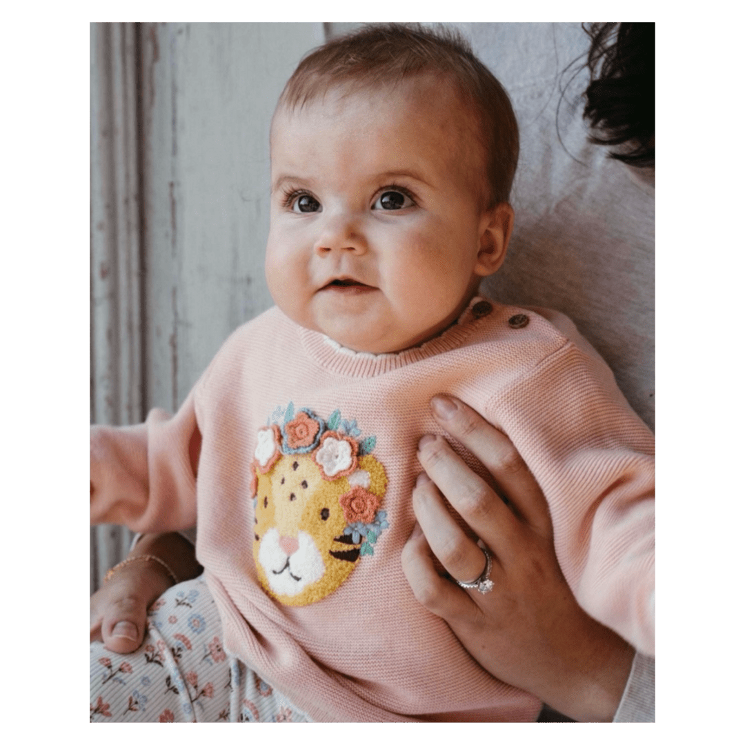 Pure Baby 0-3 Months to 5 Years Embroidered Frida Jumper - Guava Melange