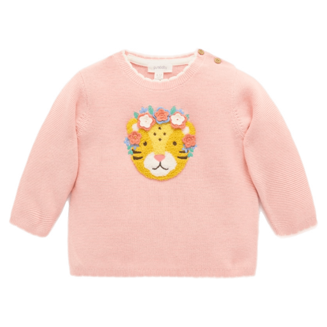 Pure Baby 0-3 Months to 5 Years Embroidered Frida Jumper - Guava Melange