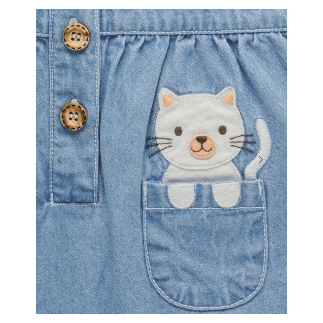 Pure Baby 0-3 Months to 5 Years Faded Denim - Pocket Overall Set