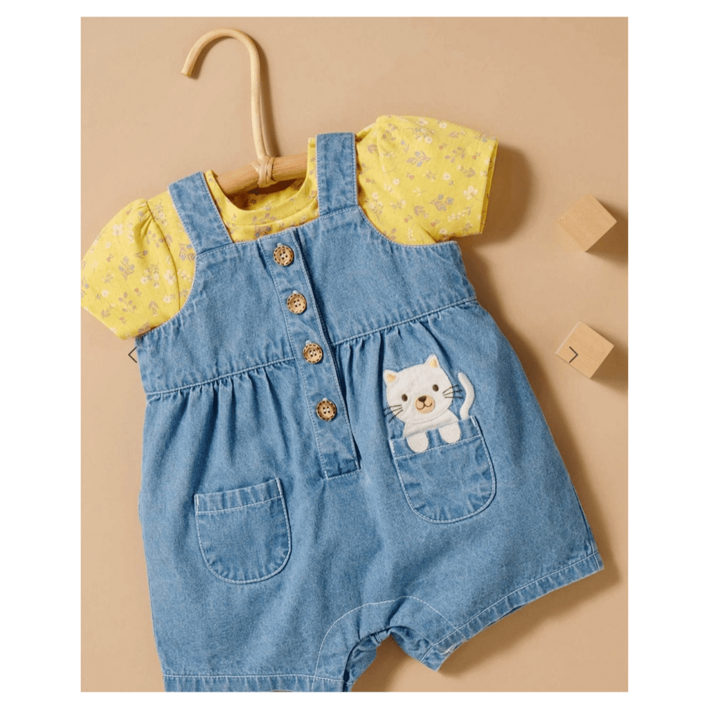 Pure Baby 0-3 Months to 5 Years Faded Denim - Pocket Overall Set