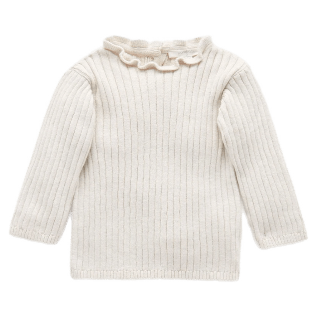 Pure Baby 0-3 Months to 5 Years Fine Rib Jumper - Cloud Melange