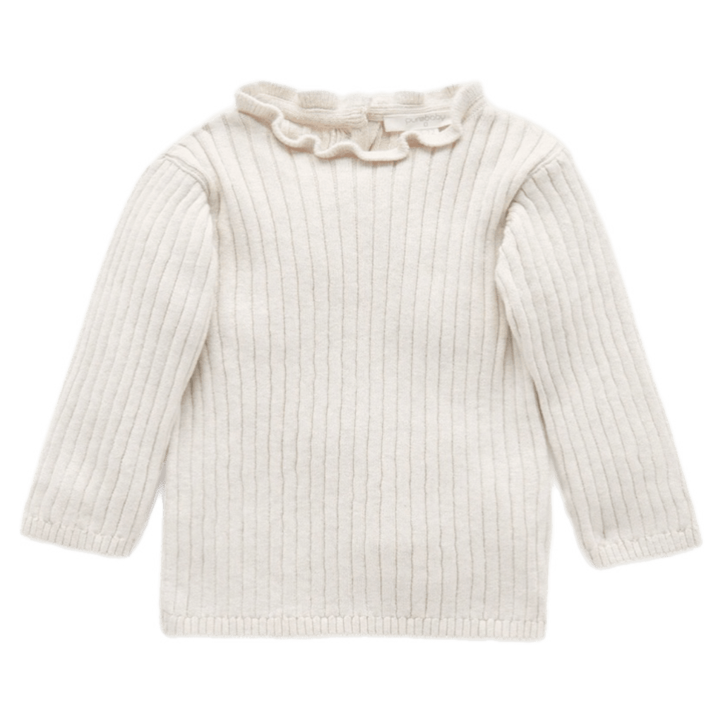 Pure Baby 0-3 Months to 5 Years Fine Rib Jumper - Cloud Melange