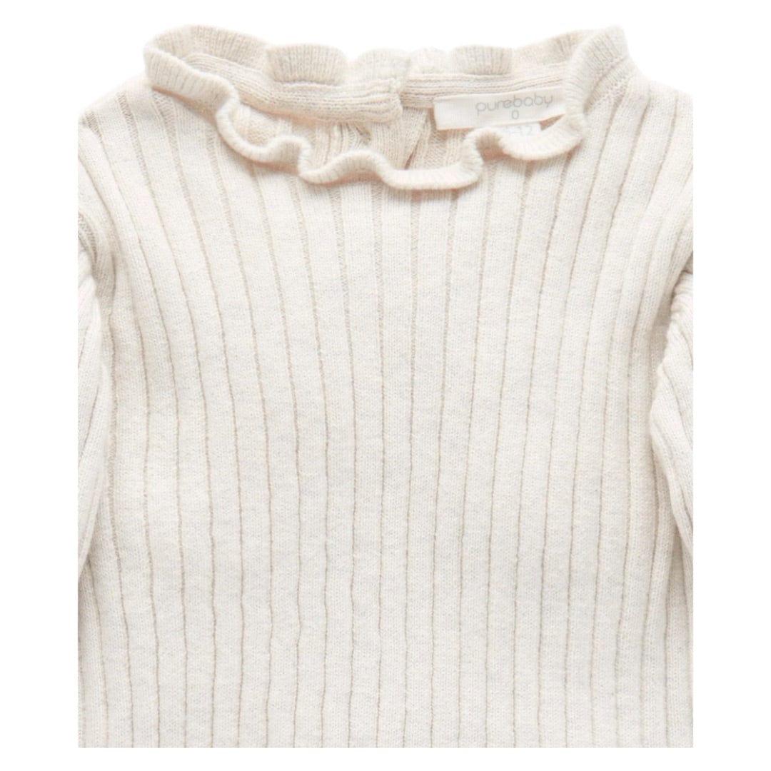 Pure Baby 0-3 Months to 5 Years Fine Rib Jumper - Cloud Melange