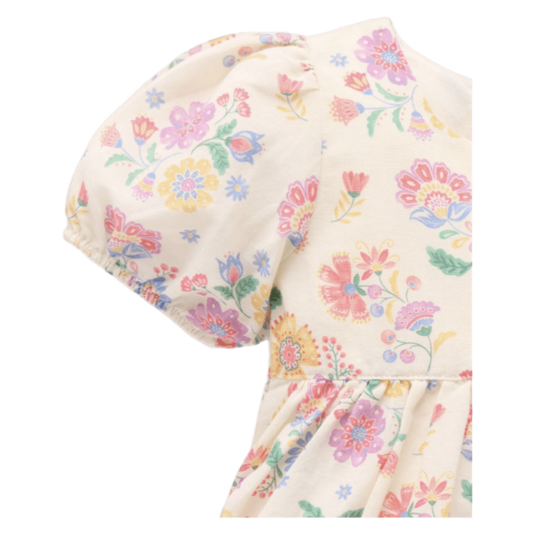 Pure Baby 0-3 Months to 5 Years Floral Linen Blend Dress - Mexican Floral